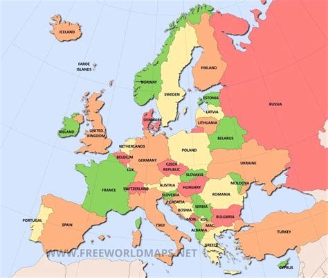 Map Of Europe Printable Free
