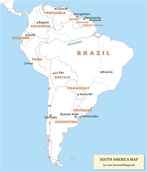 Map Of South America Printable