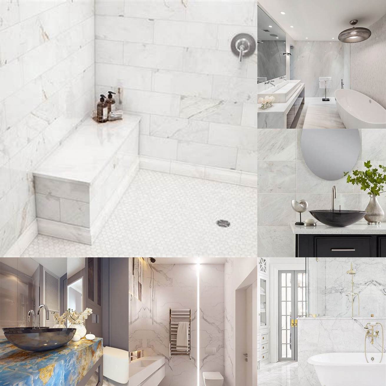 Marble A luxurious and durable material marble adds elegance and sophistication to your bathroom However it is also expensive and requires regular sealing to prevent stains