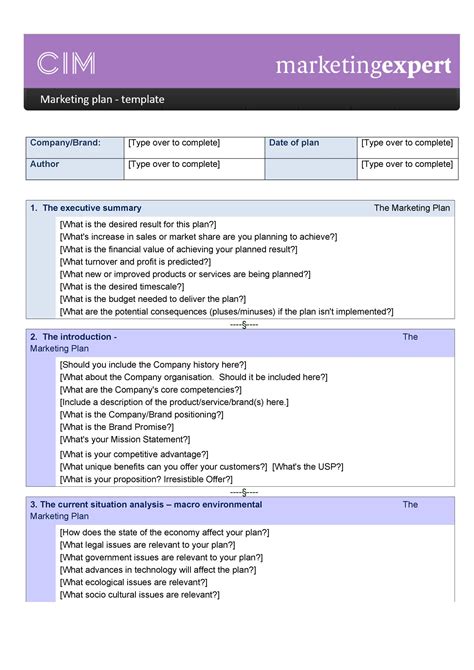 Marketing Plan Template Download