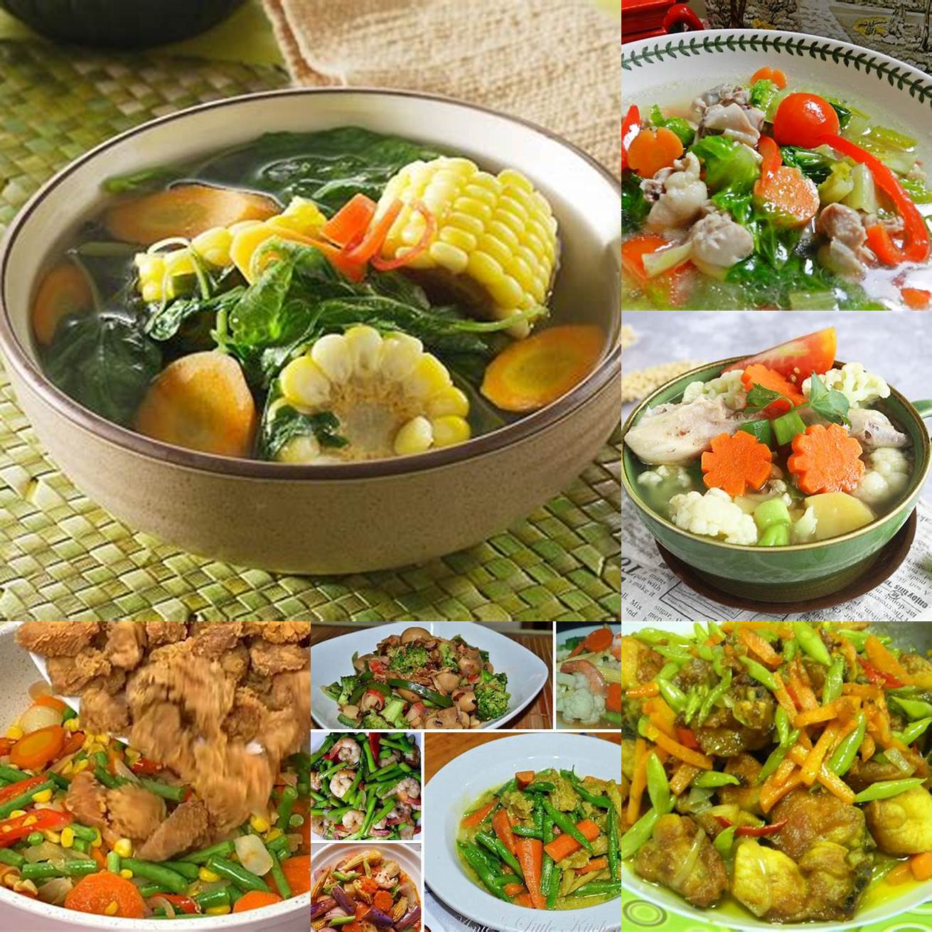 Masak hingga sayur-sayuran dan daging ayam atau ikan empuk