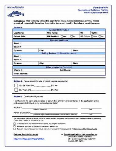 Massachusetts Fishing License Application