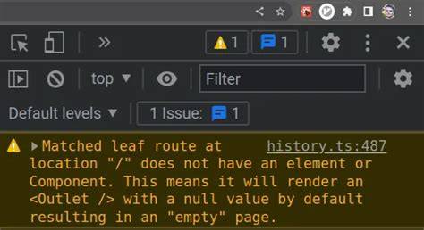 Matched leaf route at location  does not have an element