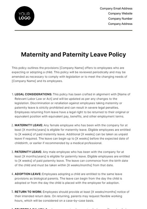 Maternity Leave Policy Template
