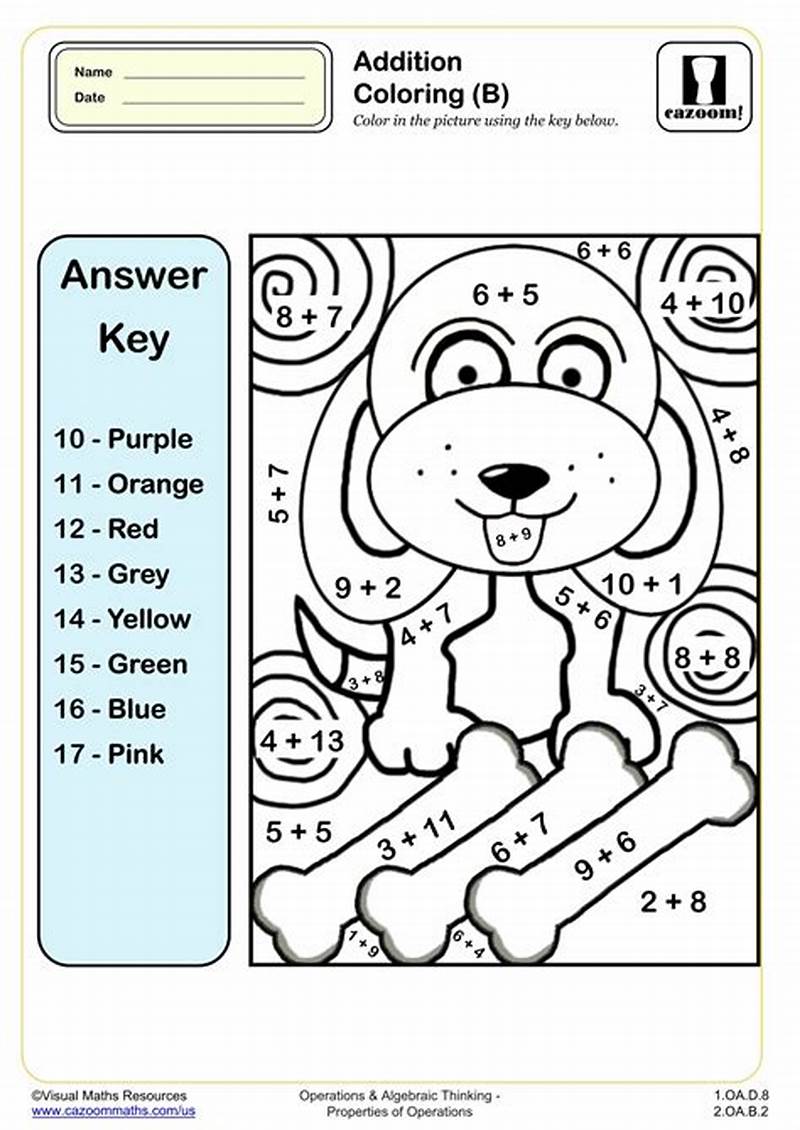 Math Addition Coloring Worksheets For First Grade