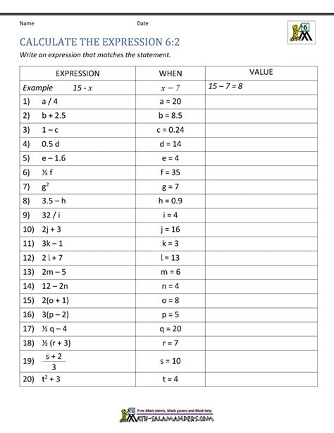 Math Exspressions 5th Grade Homework 6 6 Printable