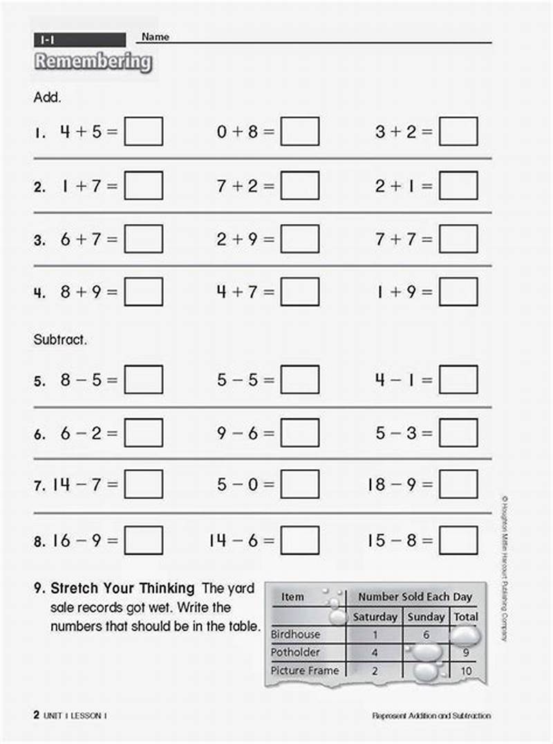 Math Homework Printable