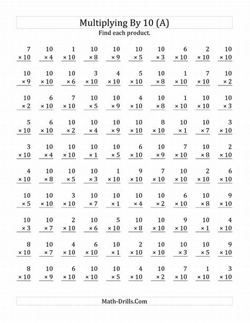 Math Multiplication Printable