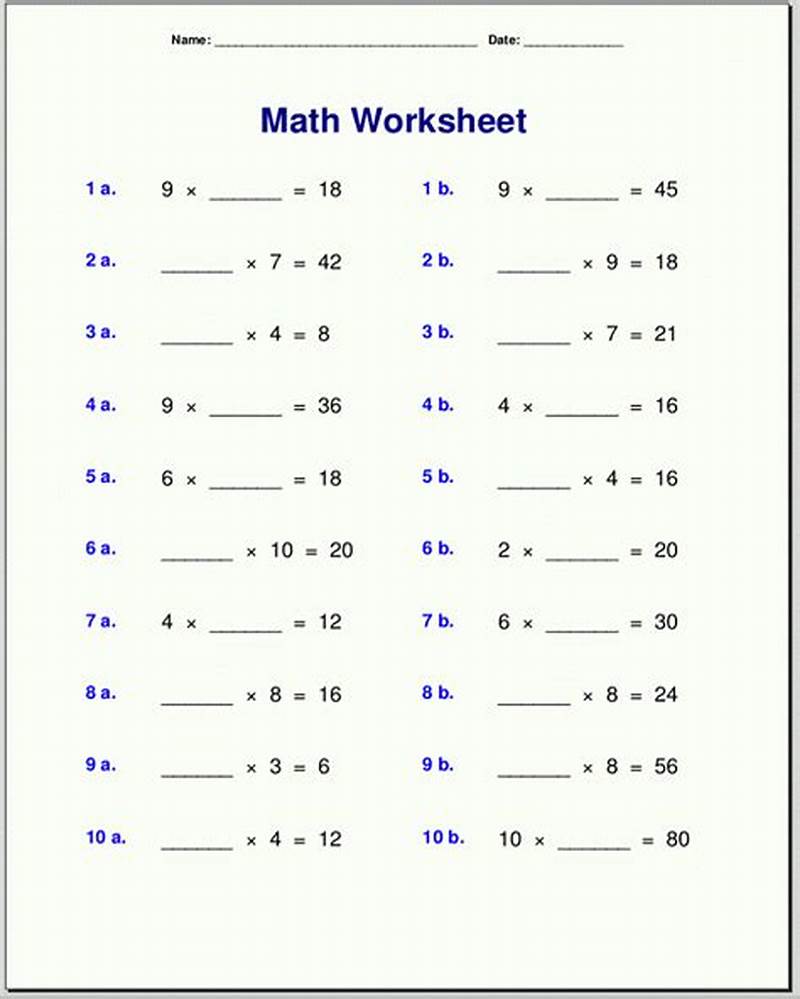 Math Pages For 4th Graders Printable