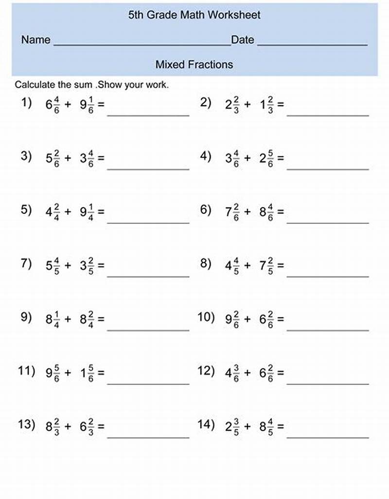 Math Problems For Fifth Graders Printable