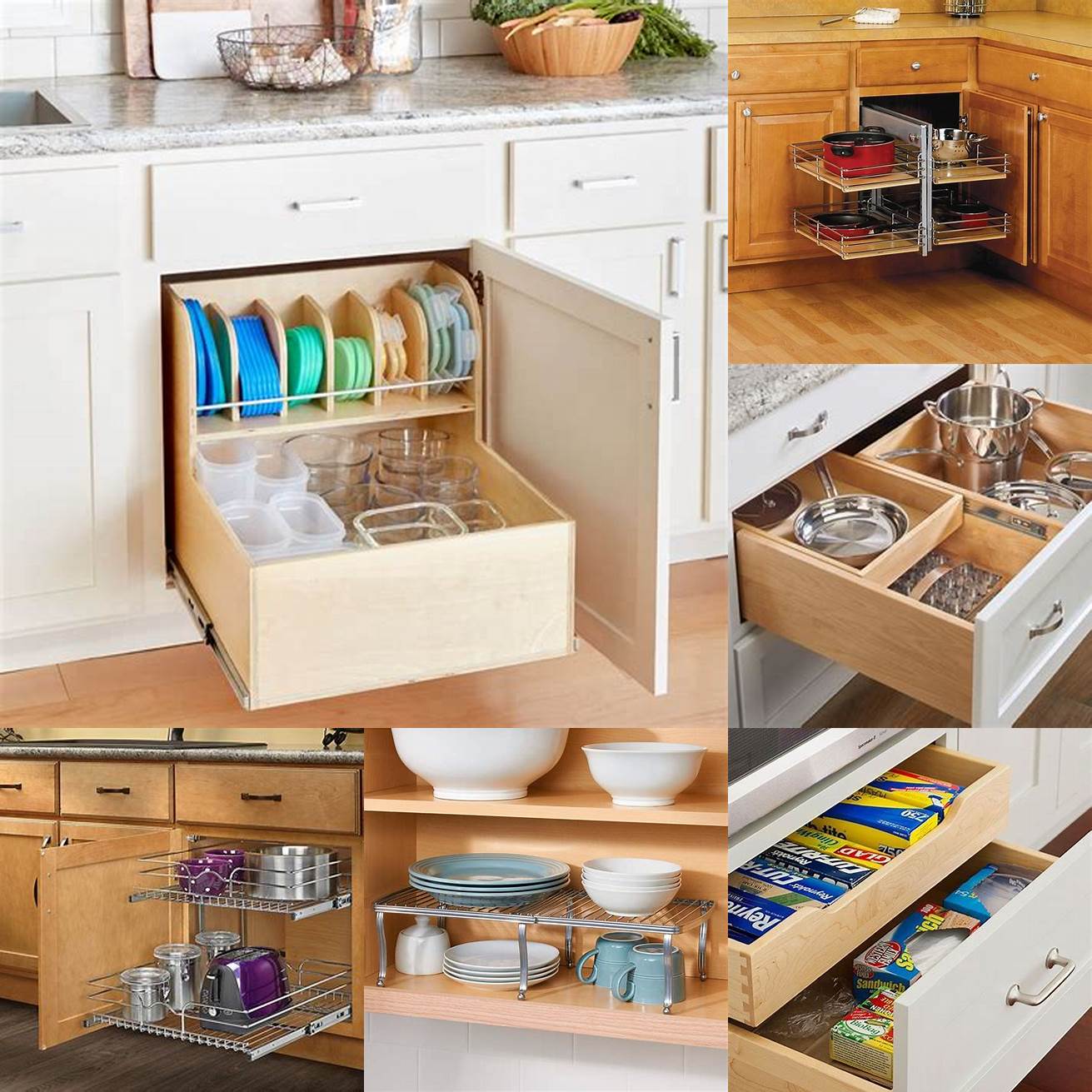 Maximize your space Use every inch of your cabinet space by using organizers such as drawer dividers hanging rods and shelf risers