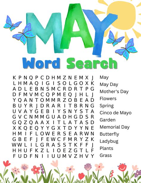May Word Search Printable