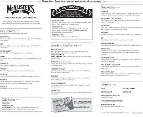 Mcalisters Printable Menu