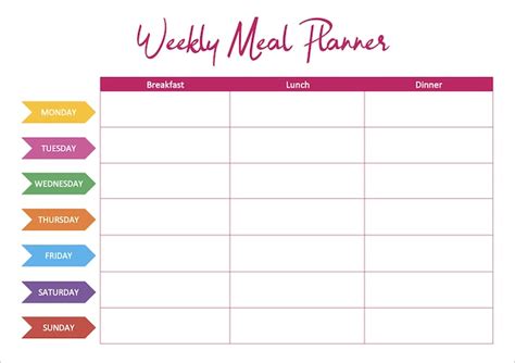 Meal Planning Template Word