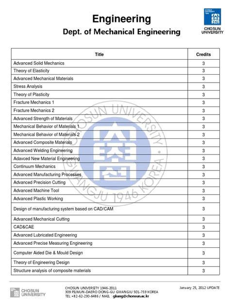 Mechanical Engineering Course Catalog University Of Washington