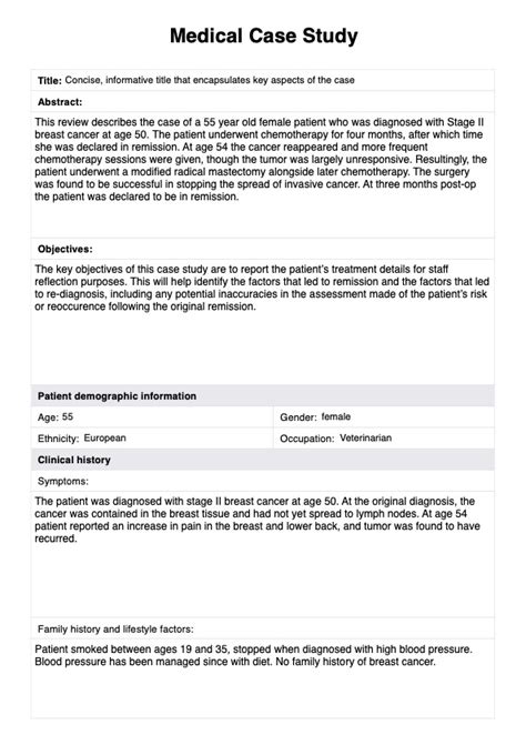 Medical Case Study Template