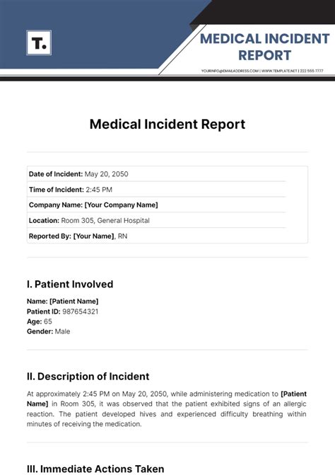 Medical Incident Report Template