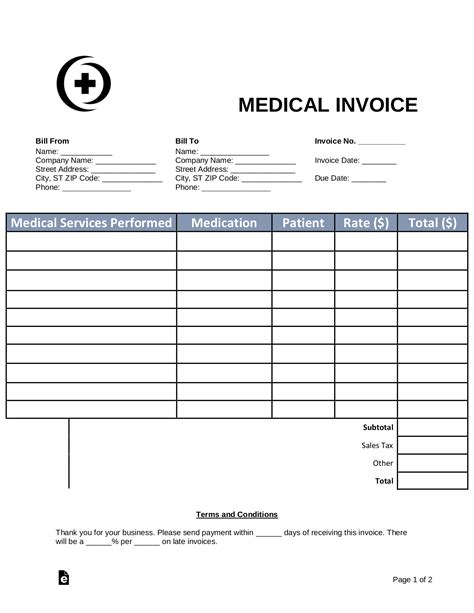 Medical Invoice Template Free