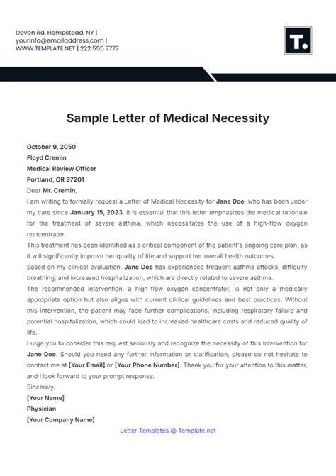 Medical Necessity Letter Template