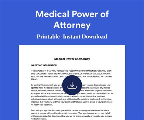 Medical Power Of Attorney Template