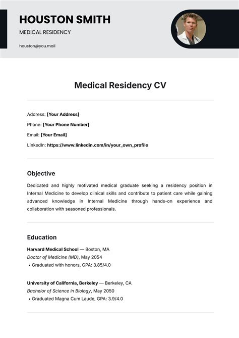Medical Residency Cv Template