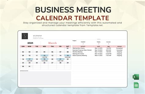 Meeting Calendar Template