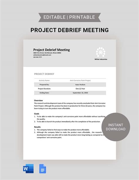 Meeting Debrief Template