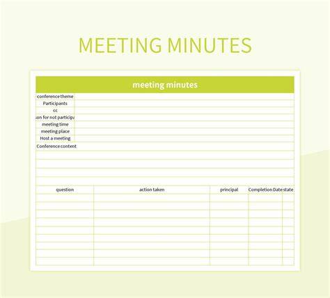 Meeting Minutes Excel Template