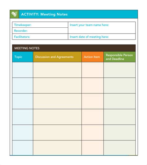 Meeting Notes Action Items Template