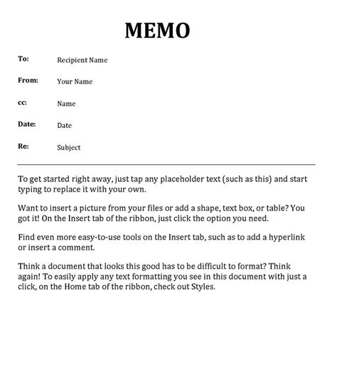 Memo Format Template Word