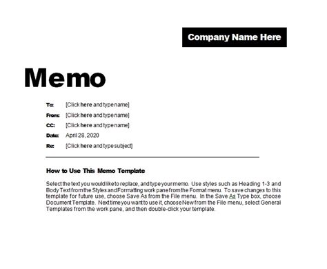 Memo Templates Word
