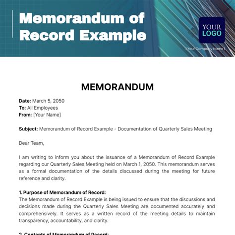 Memorandum For The Record Template