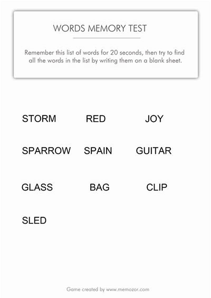 Memory Test Printable