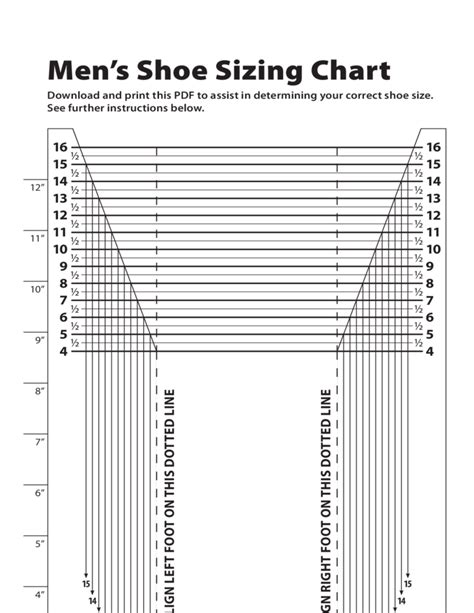 Men's Shoe Sizing Chart Inches