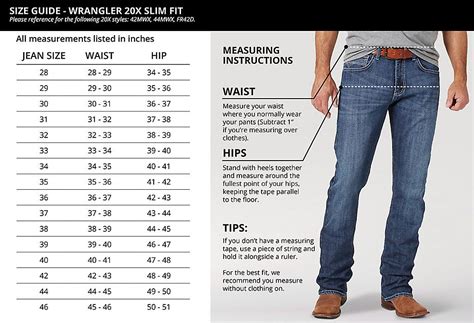 Mens Jeans Measurement Chart