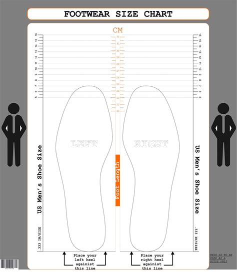 Mens Printable Shoe Size Chart
