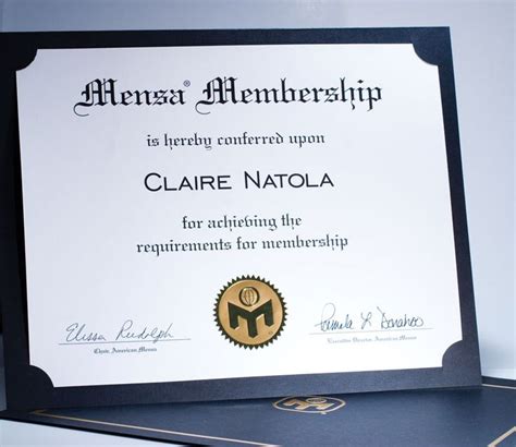 Mensa Certificate Template