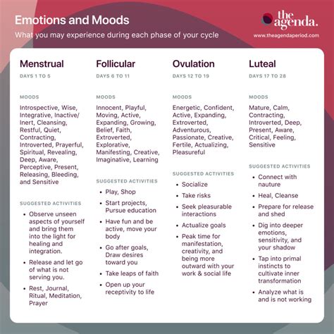 Menstrual Cycle Emotions Chart