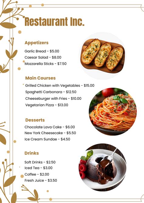 Menu Sample Template