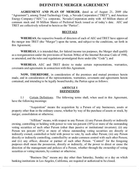 Merger Contract Template