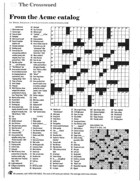 Merl Reagle Printable Crossword Puzzles