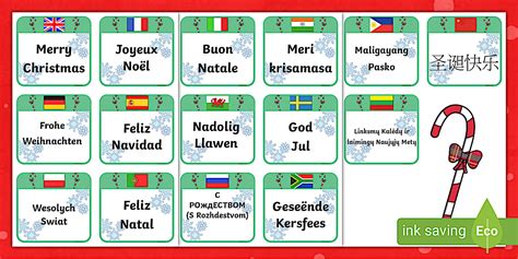 Merry Christmas In Different Languages Printable