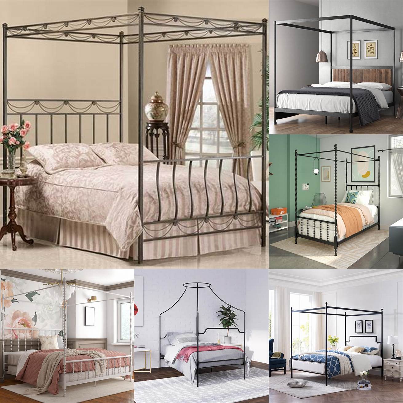 Metal Bed Frame with Canopy