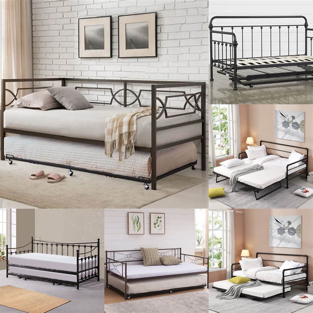 Metal day bed with pop-up trundle
