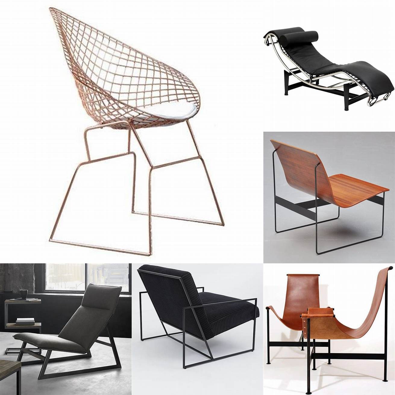 Metal lounge chairs with minimalist design