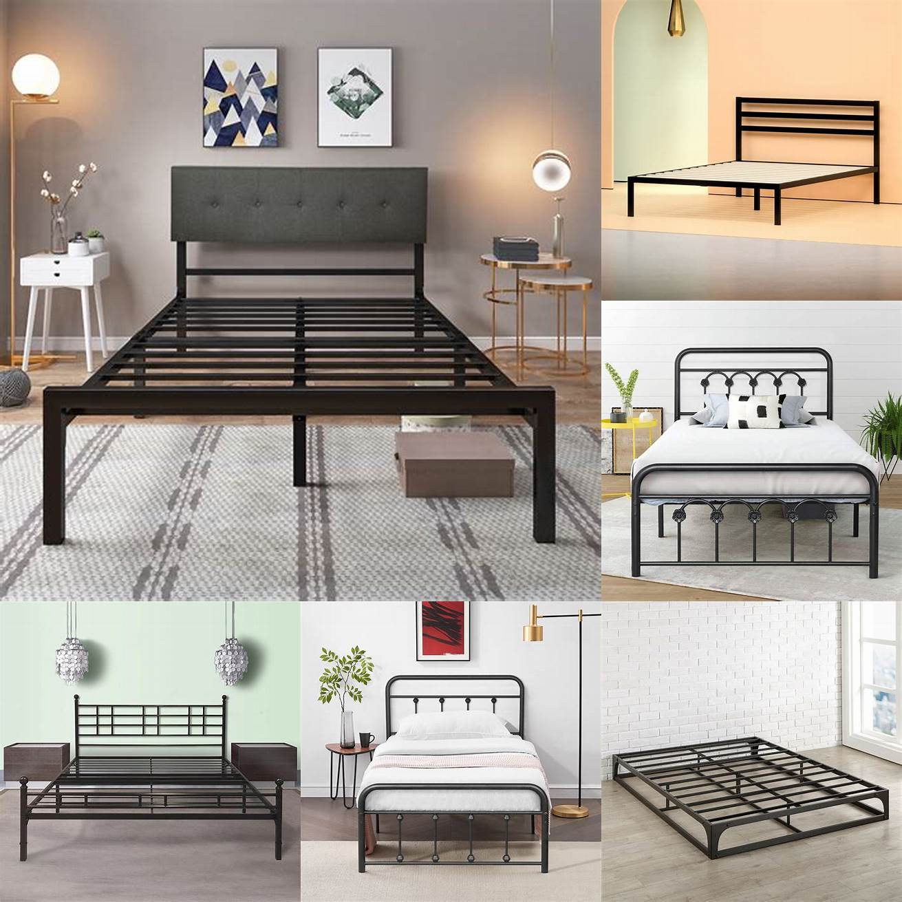 Metal platform bed with minimalist design