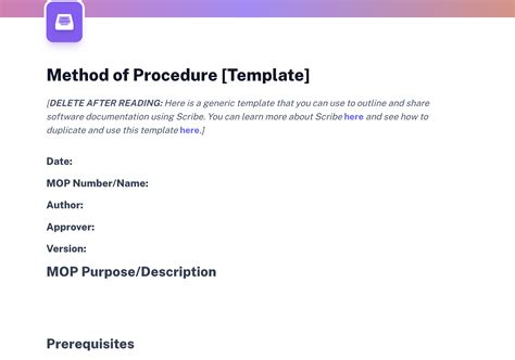 Method Of Procedure Template