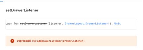 Method setDrawerListener is deprecated