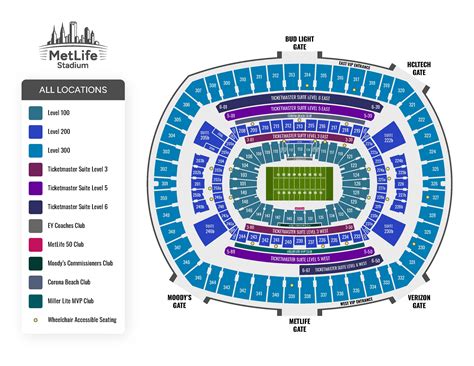 Metlife Stadium Detailed Seating Chart