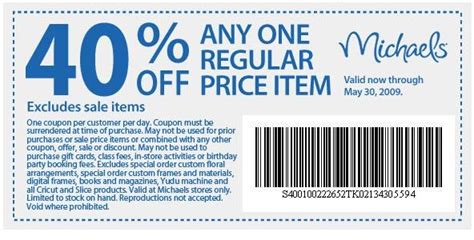 Michaels Coupons 40 Off Printable Coupon